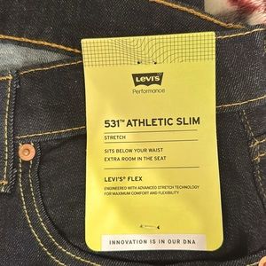 Brand new Levi’s 531’s dark blue denim.